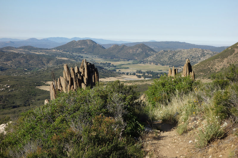 Small pinnacles flank the Pacific Crest Trail on the way to Kitchen Creek.