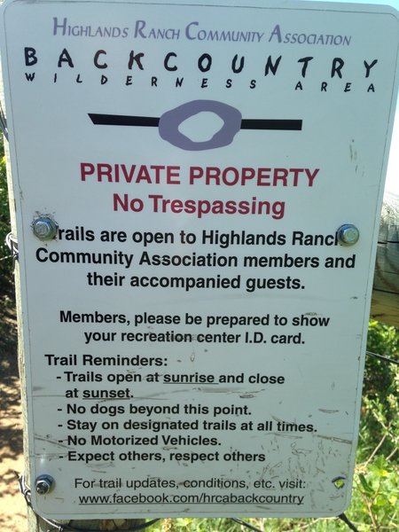 A regulatory sign lays out all the rules before you step foot on the trails.