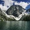 Views of the jagged Dragontail Peak across Colchuck Lake.