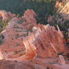 Bryce Canyon rock fins glowing in early morning sunlight.