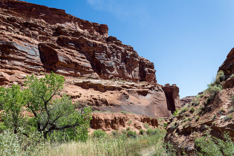 Rock formations and a vegetated floor make the Hog Canyon Trail a fun option.