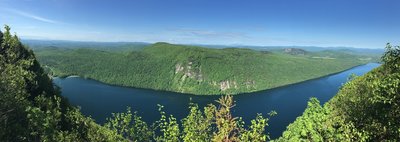 Panoramic view west towards Lake Willoughby and Mt. Hor from the post-summit lookout.