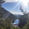 On the Ice Creek Cave trail looking over the lower reservoir.