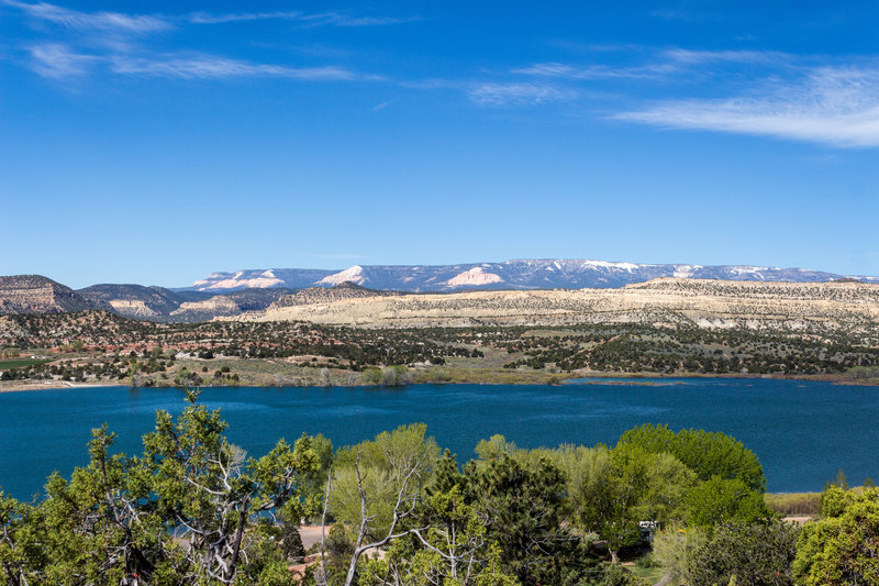 Wide Hollow Reservoir and Barney Top from the Petrified Forest Trail.