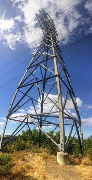 The Priest Rock Trail spends some time traveling under tall power lines.