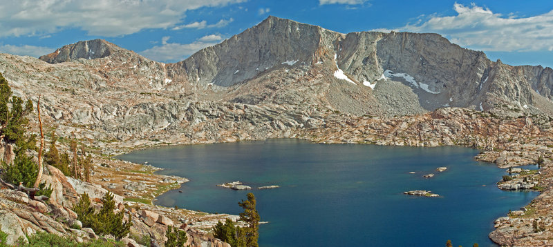 Hell For Sure Lake sits just over a low ridge from  Arctic and Horseshoe lakes, in the basins below Mt. Hutton.