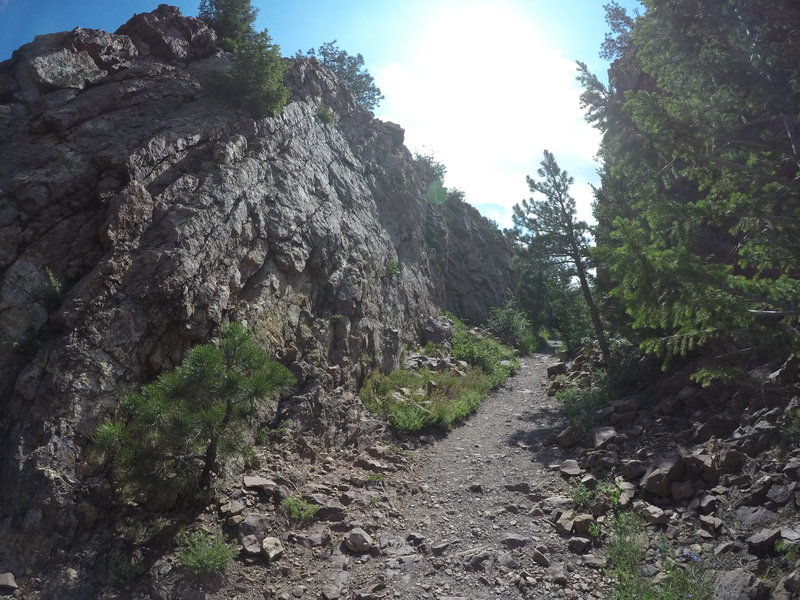 going through the pass on the Fowler Trail.