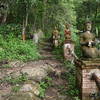 Stone steps and statues make an interesting climb as you approach the monastery.