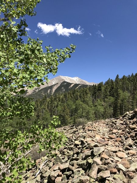 Enjoy great views of East Spanish Peak from the Wahatoya Trail.