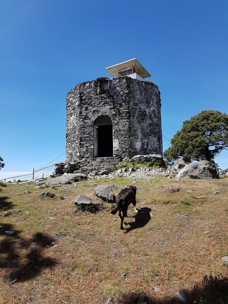 The top of San Miguel is capped by these ruins and the nearby observation tower.