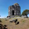 The top of San Miguel is capped by these ruins and the nearby observation tower.