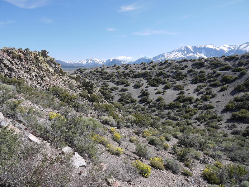 The Sierras poke up above Panum Crater.