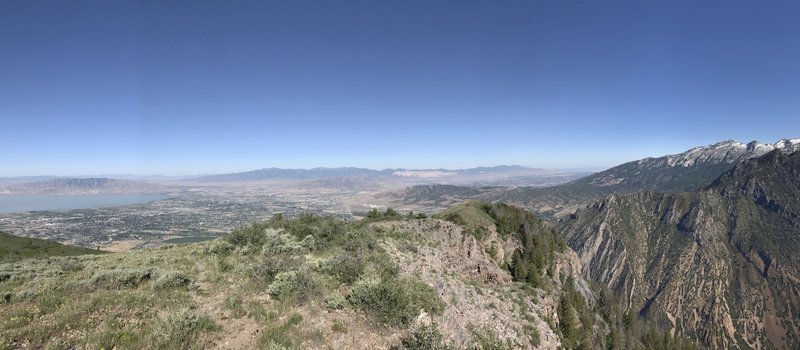 Phenomenal vistas of Lone Peak, the Great Salt Lake (right), and Utah Lake (left) await atop Mahogany Mountain.