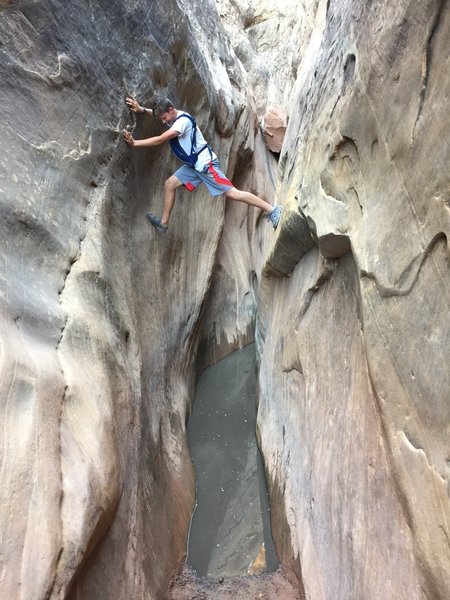 Working over the water in Dang Canyon can be hairy at times.