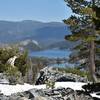 You'll enjoy a great view looking over Upper and Lower Echo Lakes from the trail to Tamarack Lake.