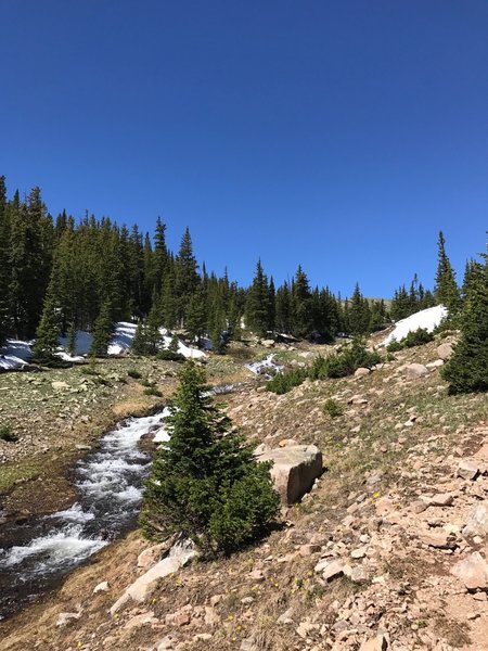 The anticipation builds as you make your way up the final pitch to Woodland Lake.