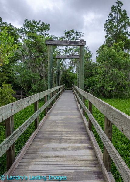 Crossing the waterway is made easier by this nice bridge.