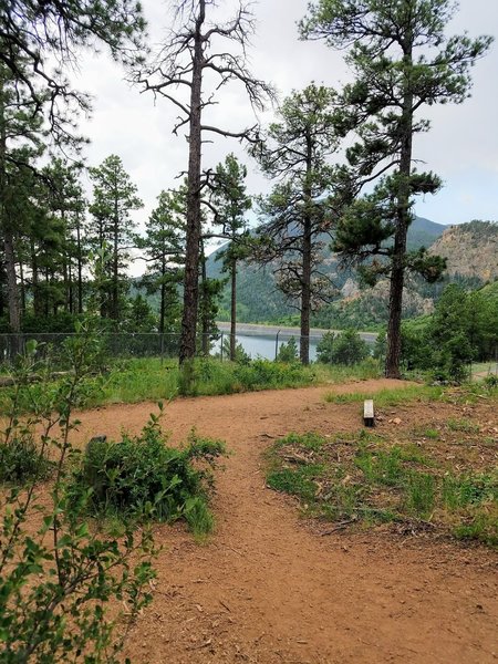 This is the junction of Gold Camp Trail and Chamberlain Trail. Gold Camp Reservoir is in the background.