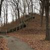 These stairs bring you to the top of Saul's Mound.