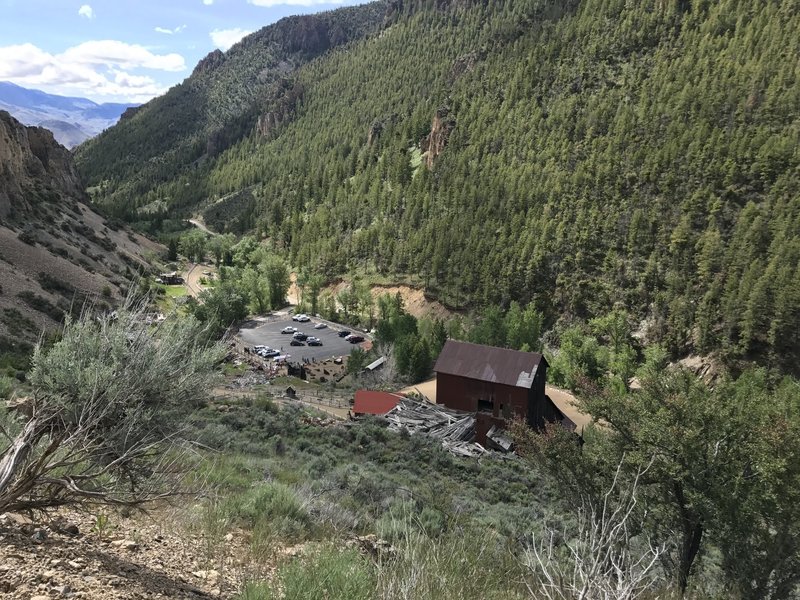 A sight for sore eyes as you get a glimpse of the Bayhorse Townsite aid station coming in at mile 16.