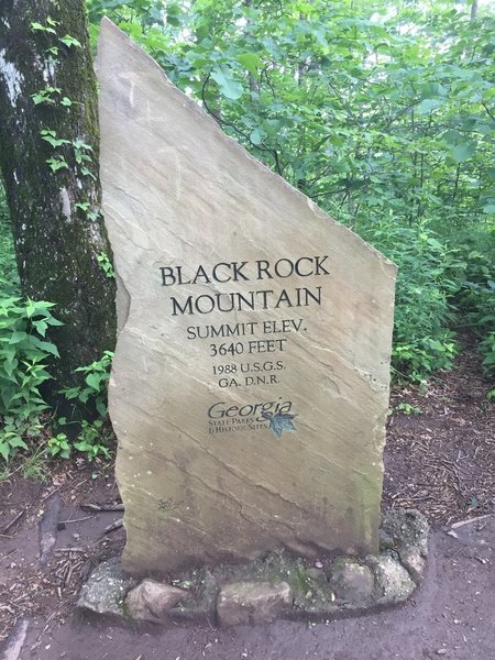 Black Rock Mountain summit is marked by this sign.