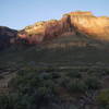 The sun rises over Plateau Point.