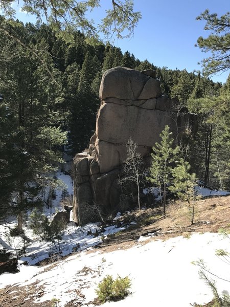 Monument Rock stands near the intersection of West Sundance Trail and Levi's Trail to the Harrison Crash Site.