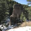 Monument Rock stands near the intersection of West Sundance Trail and Levi's Trail to the Harrison Crash Site.