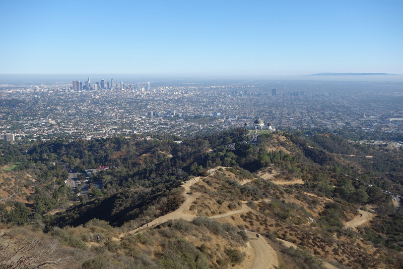 Griffith Observatory and downtown Los Angeles grace the view on a clear day.