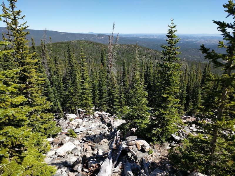 Enjoy great views from the crash site. At the bottom of the clearing is a section of the B-17's tail.