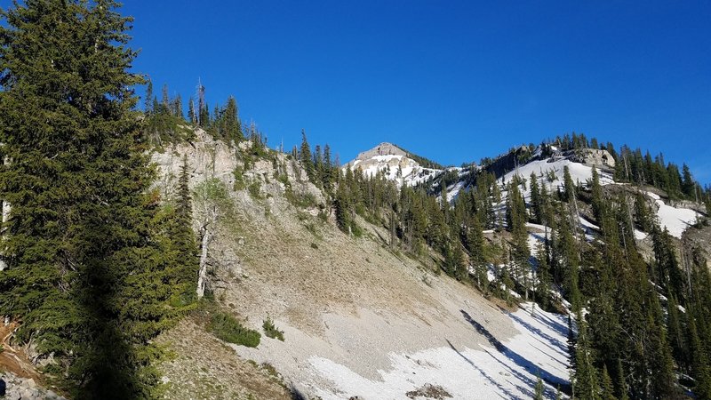 The approach to Mt. Baird traverses rugged terrain.