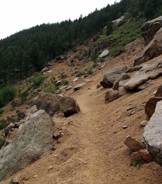 Sure footing is needed while walking through the skree of the boulder field.