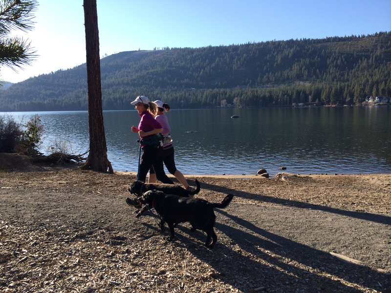 Running the crushed granite path along Donner Lake