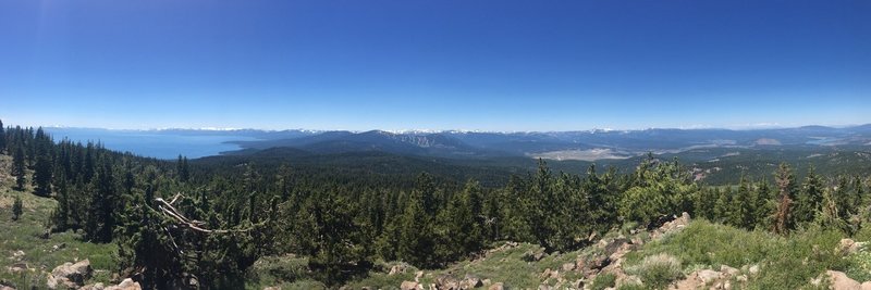 Enjoy gorgeous views of Lake Tahoe (left) and Truckee (right) from the Martis Peak Fire Lookout.