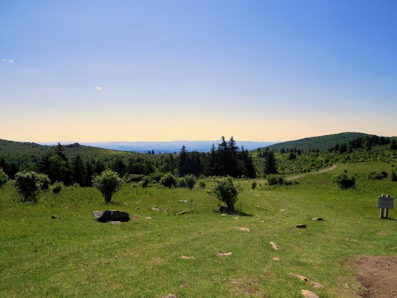 The sun greets a virtually cloudless morning on the Appalachian Trail in Grayson Highlands State Park.