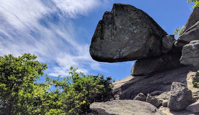 This rocky outcrop defies logic in a great section of the Old Rag rock scramble.