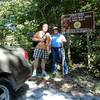 My son and I pose at the John Noel Trail parking area.