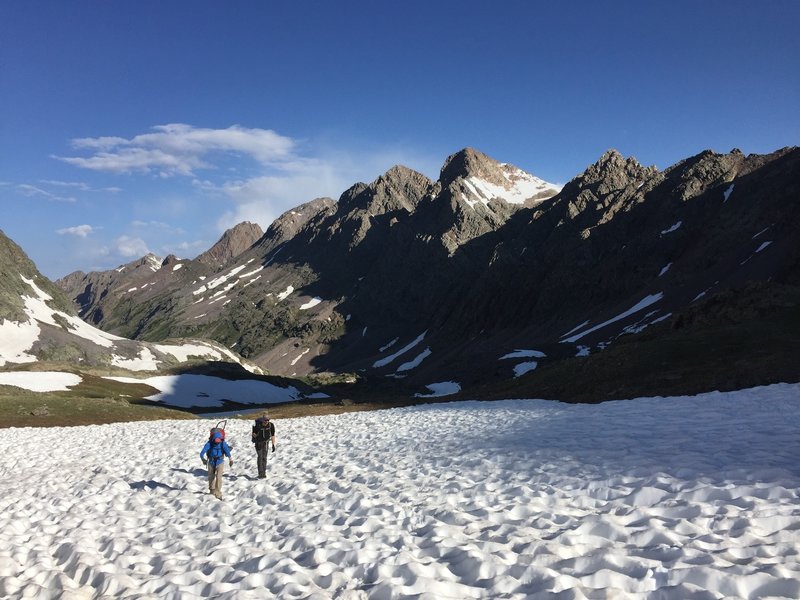 The group works their way up to Trinity Pass.