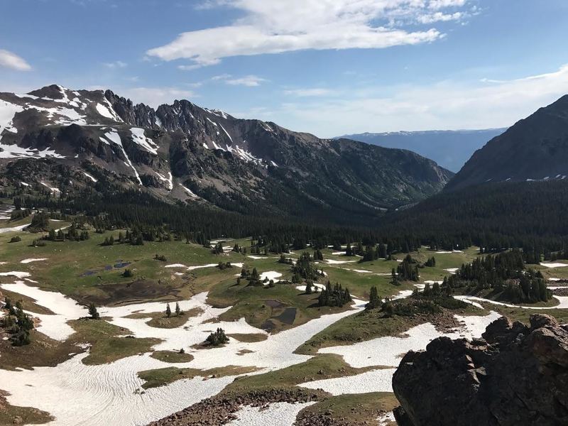 From Eccles Pass, enjoy this view looking back at the South Willow Creek drainage.