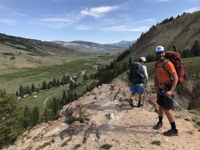 Tongues out for the lookout above Crystal Creek.