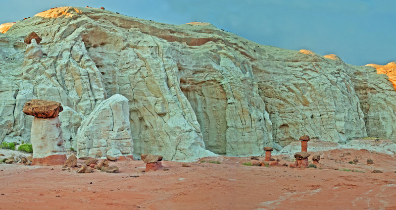 Toadstools and rugged cliffs stand a few hundred yards northeast of Red Toadstool.