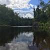 This is a view of the Baptism River looking inland from the mouth at Lake Superior.