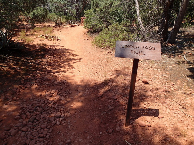 This sign marks the start of the Cibola Pass Trail.