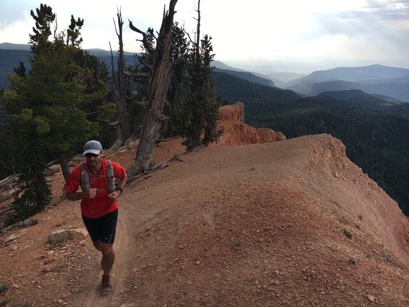 Randy, skirting the edge of "the breaks" as he makes his way of the Blow Hard Mountain Trail.