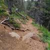 Arduous section of the trail with cascading water from North Cheyenne Creek alongside.