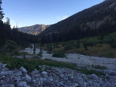 The creek beds in Waterfall Canyon go dry at the end of the summer but are full of snow and water earlier.