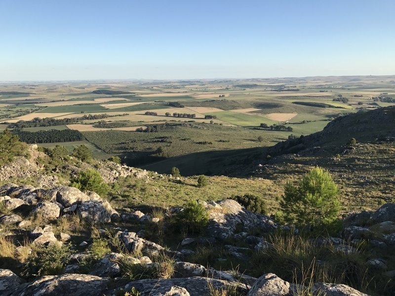 In the picture you can see the fields around the hills.