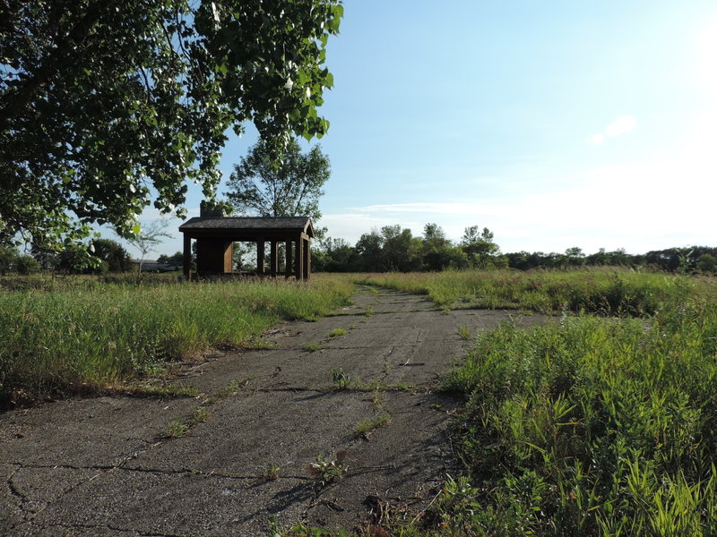 The old road leading to the original lodge passes right through the middle of the Coneflower Loop, along with a little shelter.