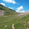 Top of the saddle before dropping into Kelly Lake