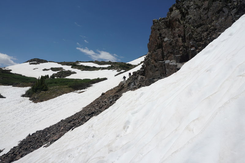 Take care when traversing snowfields.